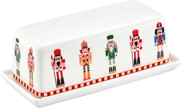 Bico Christmas Soldier Ceramic Butter Dish with Lid, Wide Butter Keeper for