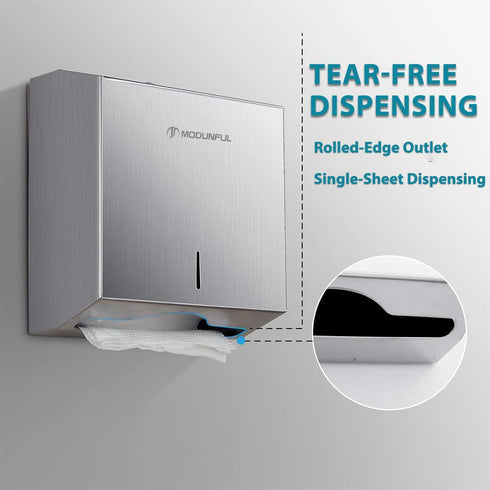 Commercial 300 Fold/280 SUS304 Paper Towel Dispenser Wall Mount: Large Capacity Paper Towel Holder for Bathroom
