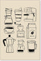 enttgo Moka Pot Espresso Poster Black And White Coffee Canvas Wall Art Minimalist