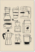 enttgo Moka Pot Espresso Poster Black And White Coffee Canvas Wall Art Minimalist