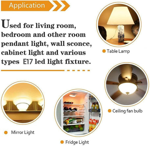 E17 LED Bulb, 80W Halogen Equivalent, Dimmable 8W, 800Lm, Warm White 3000K, Pack of 2 for Microwave Oven