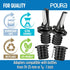 3-in-1 Liquor Pour Spout - Olive Oil Spout with Built-in Caps, Dishwasher Safe, Black 2 PCs