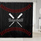 Castle Fairy Sports Baseball Bath Curtain,Vintage Sports Theme Shower Curtain,Retro Red Black