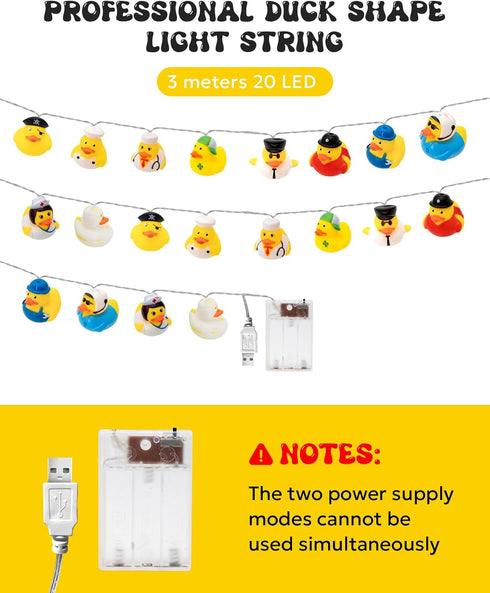 20 9.8ft AceList LED Yellow Duck String Lights - Long, Child-Friendly Decor, Perfect for Kids' Bedrooms and Play Areas