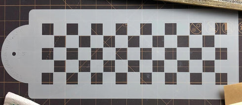 Designer Stencils C721 Checkerboard Cake Stencil Side, Beige/Semi-Transparent