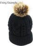 Faux Fur Pom Pom with Elastic Loop DIY, 12pcs Fluffy Pompom Ball for Knitted Accessories (Brown)