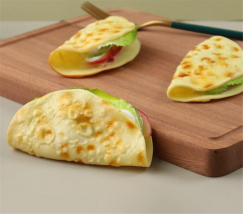Skyseen 3Pcs Realistic Pancake Taco Fake Burrito Dessert Model for Decoration Display Props
