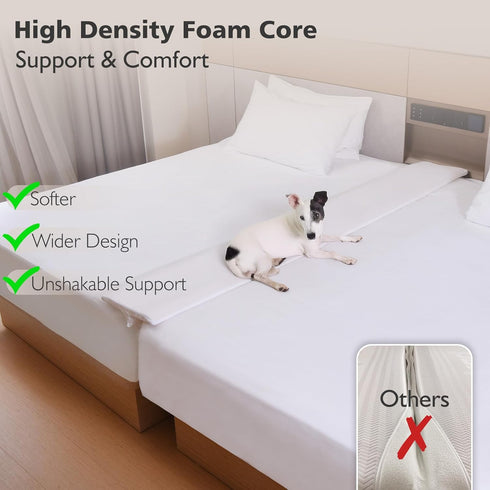 80" 12" 3 Vekkia x Extra Wide Bed Bridge Twin to King - Split King Gap Filler, High-Density Foam, Washable Cover, Fills