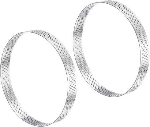 uxcell 2pcs Stainless Steel Cake Rings for Baking, 5.9" Diameter Perforated Mousse Ring for Cake Dessert