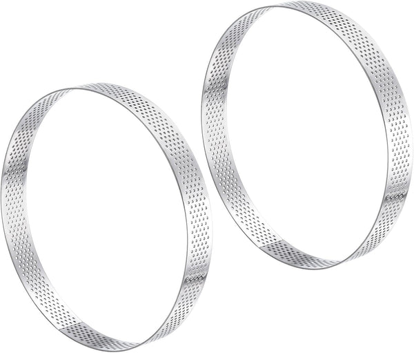 uxcell 2pcs Stainless Steel Cake Rings for Baking, 5.9" Diameter Perforated Mousse Ring for Cake Dessert