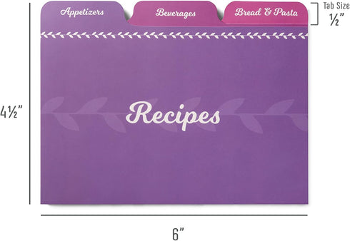 Jot & Mark Recipe Card Dividers, 24 Tabs per Set, Organize Recipe Box for 4x6 Inch Cards (Rainbow)