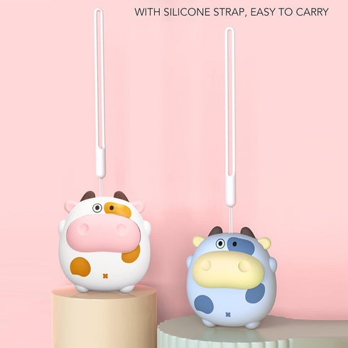 Electric Mini Night Light Heater, USB Rechargeable Fast Heating Cartoon Cow (White)