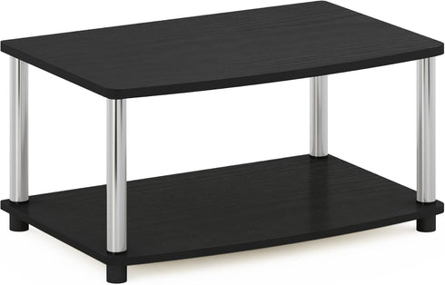 2-Tier 13191AMSS Furinno Turn-N-Tube No Tools Elevated TV Stand, Stainless Steel Tubes, Americano/Chrome