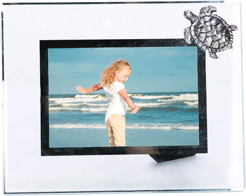 Beachcombers 4X6 Frame with Pewter Turtle, White