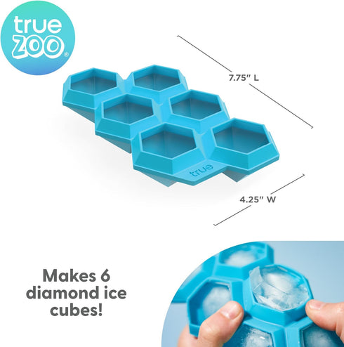 TrueZoo Diamond Silicone Mold Tray for Whiskey Bath Bombs, Candy, Soap, DIY Crafts, Blue, Set of 1