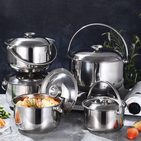 Zerodeko 18cm Stainless Steel Stock Pot with Lid, Stew Cooking Pot for Home Kitchen Restaurant