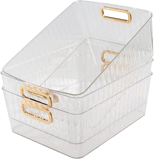 Bringer 4-Pack Clear Plastic Storage Bin, Multi-use Organizer Bins