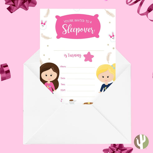 Desert Cactus Girls Happy Birthday Invitations - Style 1 Invite Cards (10 Count) with Envelopes for Kids Party