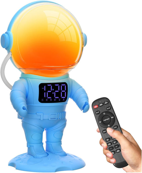 AFEXOA Astronaut Sunrise Alarm Clock for Kids, White Noise Sound Machine with