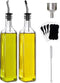 Olive Oil Dispenser Bottle Set, 2 Pcs Glass with Stainless Steel Pourers, Labels, Brush, Funnel, 500ml