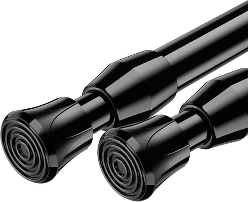 AIZESI Short Tension Curtain Rods (Black, 27" to 37", 2 Pcs)