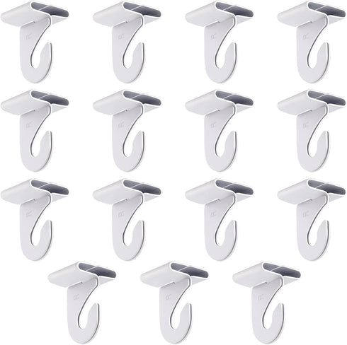 15 Pair Drop Ceiling Hooks, Heavy Duty White Metal T-Bar Hooks for Hanging, Ceiling Clips for Home and Classroom