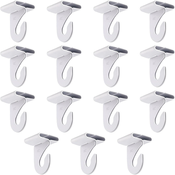 15 Pair Drop Ceiling Hooks, Heavy Duty White Metal T-Bar Hooks for Hanging, Ceiling Clips for Home and Classroom