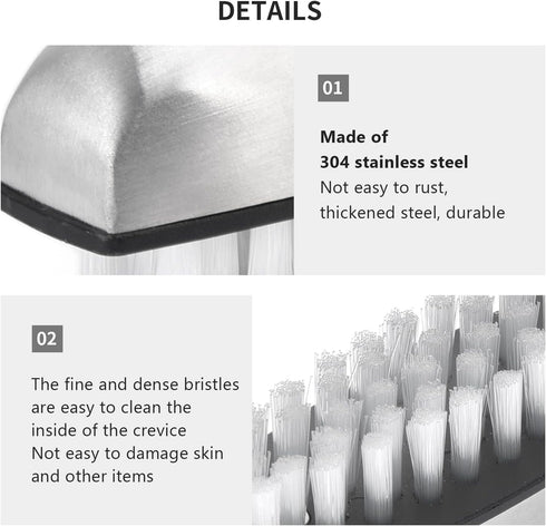 Ergonomic 304 Stainless Steel Cleaning Brush - Fruit & Vegetable Scrubber for Kitchen Hygiene