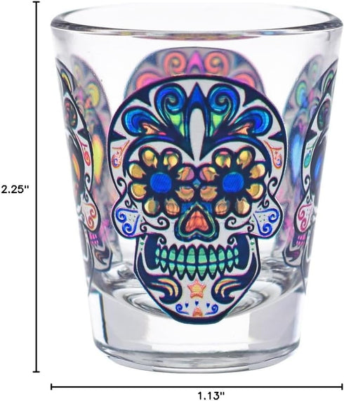 Culver 1.75-Ounce Sugar Skulls Decorated Shot Glasses, Set of 4