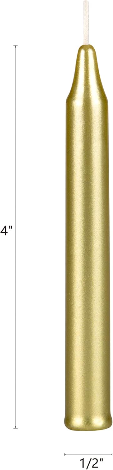 Mega Candles 20 pcs Unscented Gold Mini Taper Spell Candles, 4 Inch Tall, Magic & Rituals