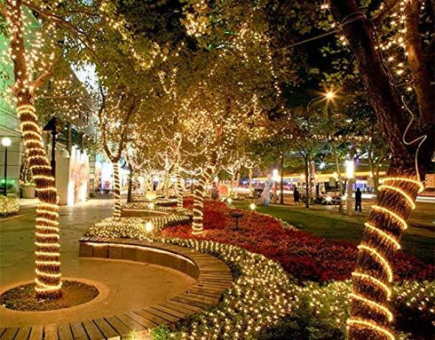 33ft 110V 2 Outdoor,240 LED Rope Lights, Wire Connectable Christmas Rope Lights LED Waterproof Indoor Outdoor Warm Rope