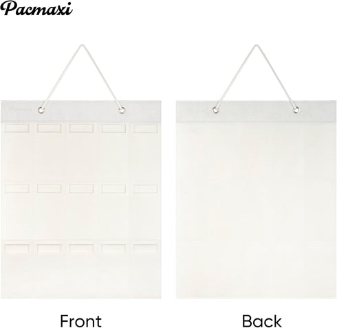 PACMAXI Sunglasses Storage Organizer, Wall Pocket Mounted Eyeglasses Holder, Hanging Eyewear Display (Ivory White, 15