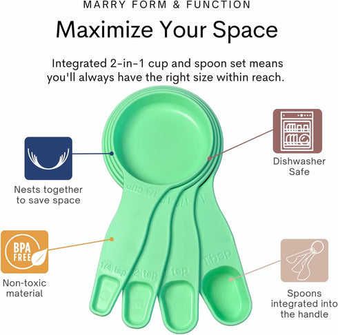 Storage Theory 2-in-1 Measuring Cups & Spoons Set - Space-Saving Kitchen Gadget for Baking, Cooking, Coffee