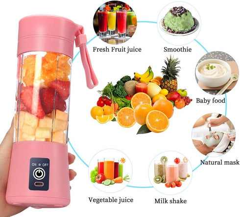 Portable Electric USB Juicer Blender - Mini Blender for Shakes and Smoothies - Pink - 380ml