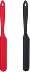 2pcs Heat Resistant Silicone Spatulas, Non-Stick Jar & Cake Cream Butter Scraper Tool with Long Handle (Red, Black)