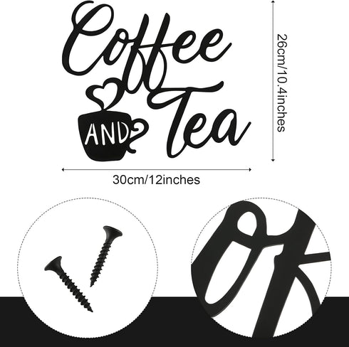 Ferraycle Coffee Sign Metal Hanging Wall Art, 12 x 10.2 Inch Black Wall Decor Cafe Bar Letter Sign for Cafe Farmhouse