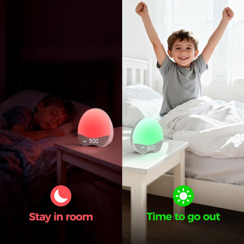 Dimmable 21 Ok to Wake Alarm Clock for Kids, Sleep Trainer with Night Light, White Noise Sound Machine, Digital