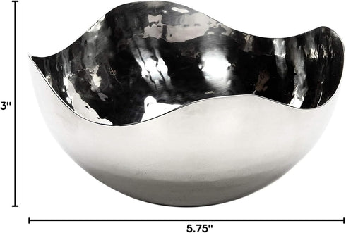 Hosley 5.75 Inch Diameter Silver Finish Metal Bowl, Ideal for Potpourri, LED Candles, Weddings, Center Pieces