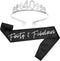 BLUE PANDA - 40th Birthday Sash and Tiara for Women, Forty and Fabulous Party Decorations (Black Satin)