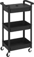 MIOCASA Utility Rolling Cart with Cover Top Board, 3-Tier Kitchen Storage Organization,
