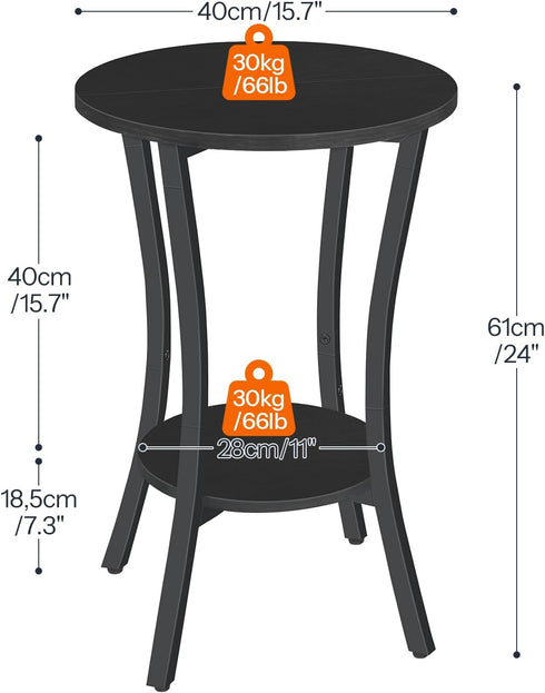 2-Tier BB180BZ01 HOOBRO Round Side Table, Sofa End Table, Small Storage Nightstand, for Small Spaces, Living Room