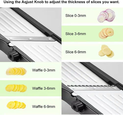 VEKAYA Adjustable Mandoline Slicer with Cut-Resistant Gloves, Stainless Steel Vegetable Chopper for Kitchen