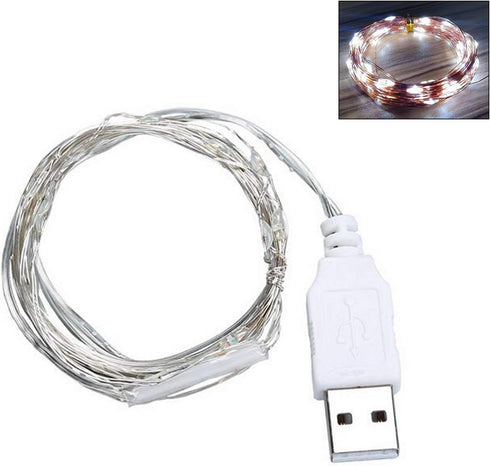 Fidt 9ft 30 LED USB String Lights - Silver Wire Fairy Lights for Wedding, Party, Christmas & Festival Decorations