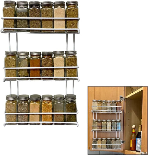 Evelots 2 Pack 3-Tier Spice Rack, Door/Wall Mounted, Sturdy Coated Metal for Up to 36 Bottles