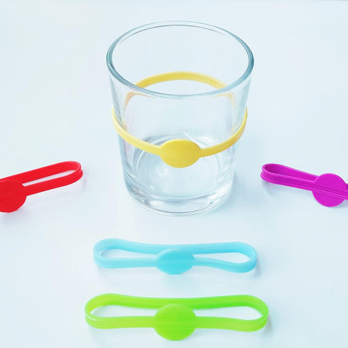 24pcs Stretchable Drink Markers, Drink Identifiers for Wine Glasses, Beer Bottles, Mugs, Jars, Cocktails, Party Labels