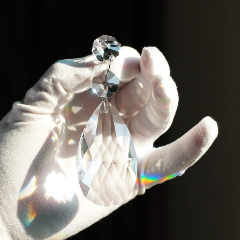 10pcs 63mm Teardrop Chandelier Crystals, Clear Crystal Chandelier Prisms Pendants Parts Beads, Hanging Decoration