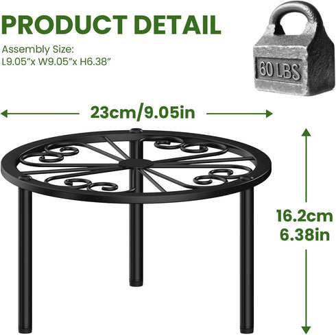 9.1-inch TOSKING Heavy Duty Metal Plant Stand - Decorative Round Plant Stand, Adjustable Leveling Feet & Rust-Resistant