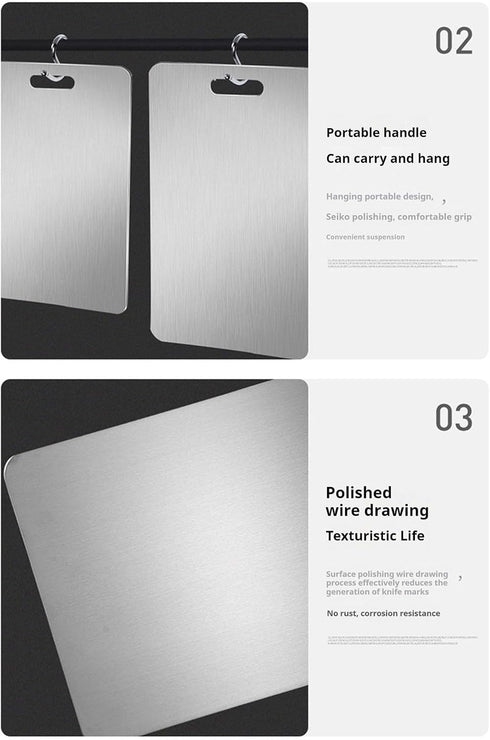 WLWXMH (14.2 9.9) Titanium Cutting Board, Titanium Cutting Boards for Kitchen Cooking, Double Sided Stainless Steel