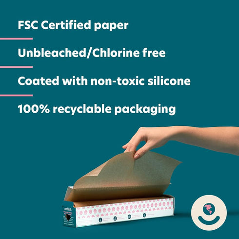 Parchment Paper Roll – Brown Natural Baking Paper, Unbleached FSC Certified, Non-Toxic Silicone Coated, 70 Sq Ft