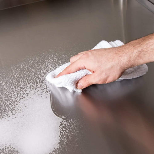 Bar Mop Cleaning Towels, Set of 6, 100% Cotton, 16” x 19”, Brilliant White, Machine Washable